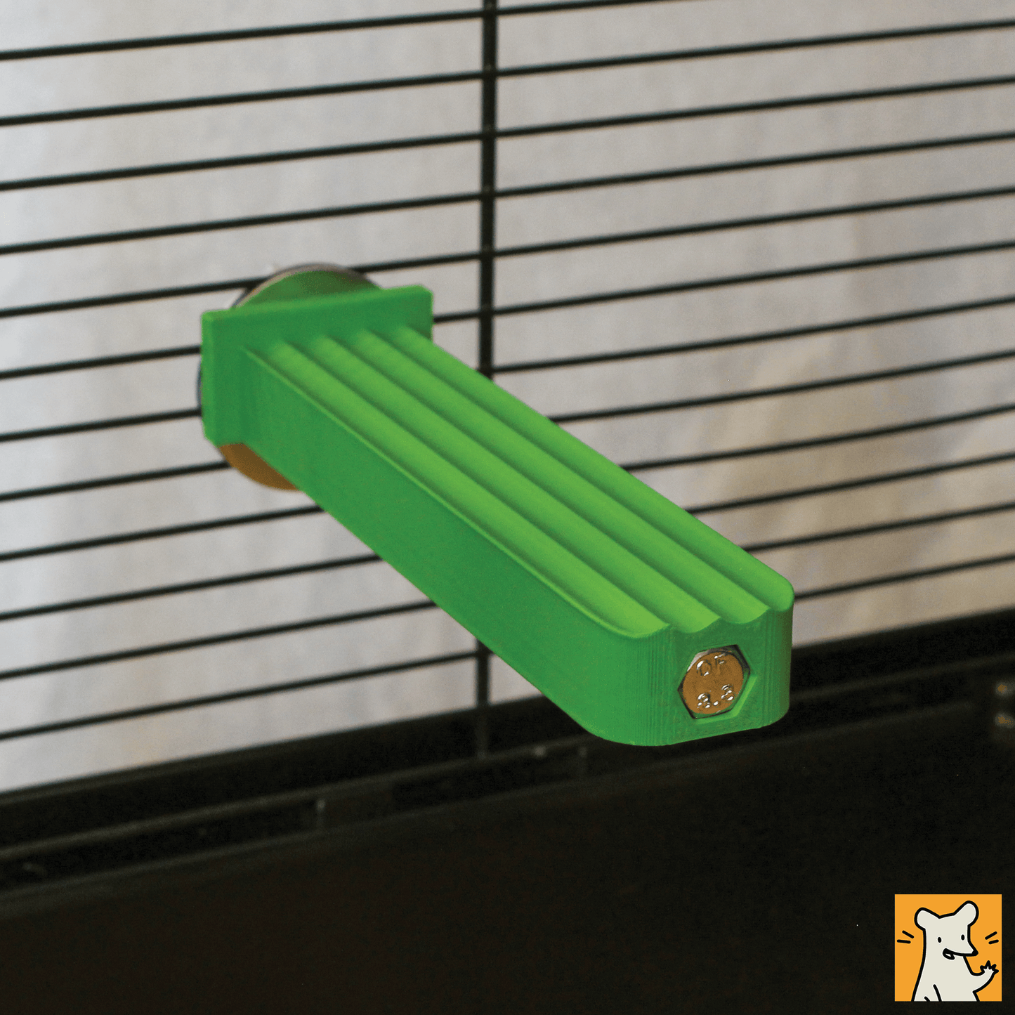 Large rat cage ledge in green, 3D printed climbing aid for small pets like rats and chinchillas.