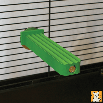 Large rat cage ledge in green, 3D printed climbing aid for small pets like rats and chinchillas.