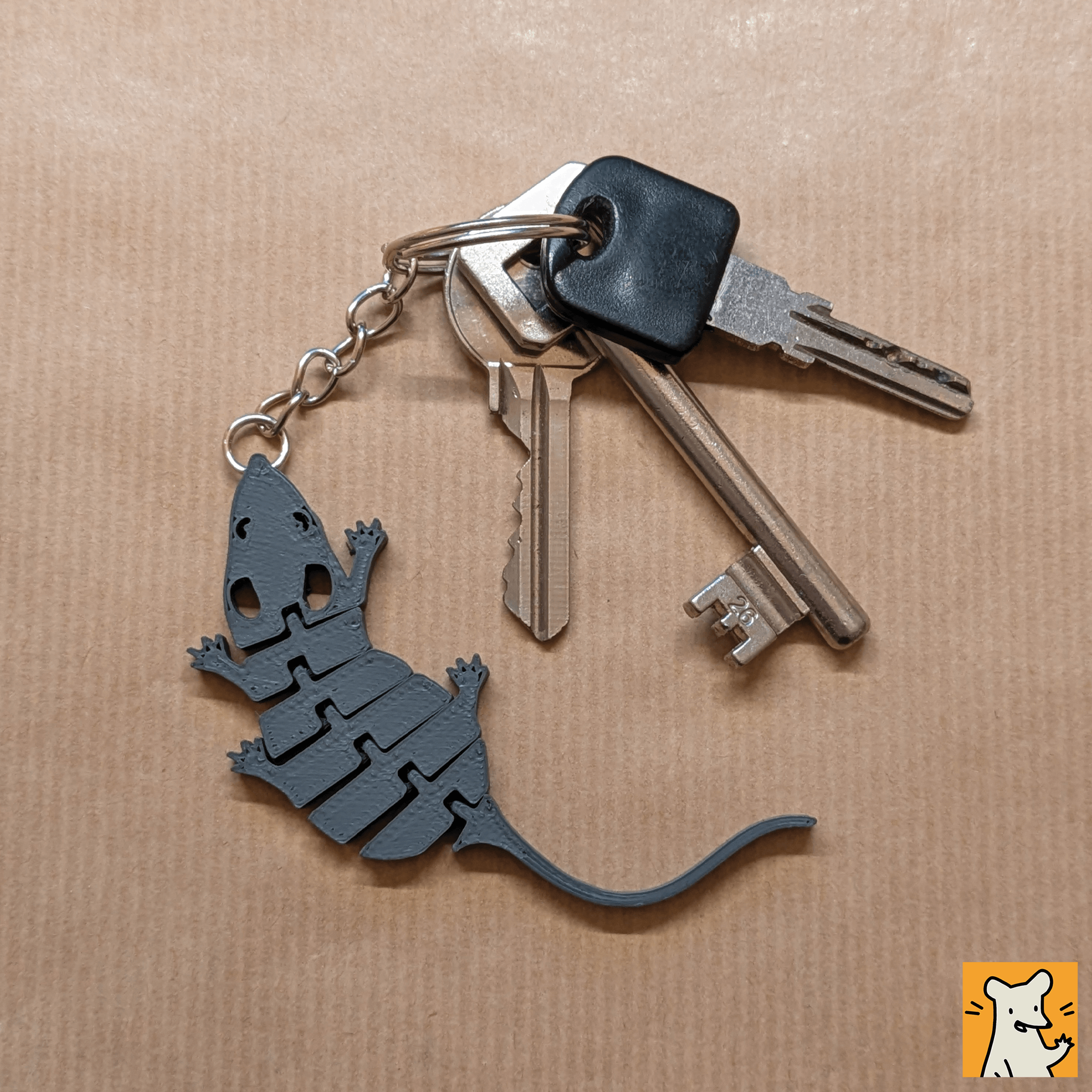 Rat Keychain Articulated Charm 5 cm | Little Rovers
