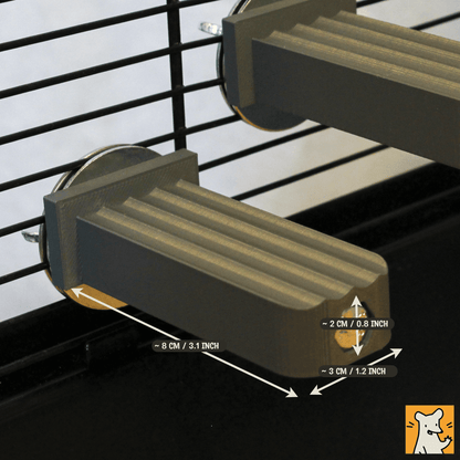 Small rat cage ledge measuring 3 cm x 8 cm, designed for climbing and exploring in small pet habitats.